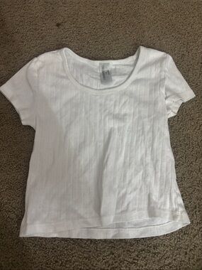 White Short Sleeve Ribbed Tee - Urban Rebel